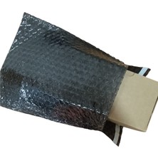 Tify Siyah Bantlı Kapaklı Baloncuklu Torba, Balonlu Patpat Torba 15Cm(En)X20Cm(Boy)+5Cm(Kapak) 50 Adet