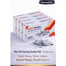 KarmaOfis No:10 Gümüş Zımba Teli – 5 Adet Set | Dayanıklı, Pürüzsüz Çakım Ofis Zımba Teli
