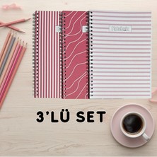 KarmaOfis A5 Spiralli Pembeli Defter 40 Yaprak 3'lü (Tamamı Çizgisiz)