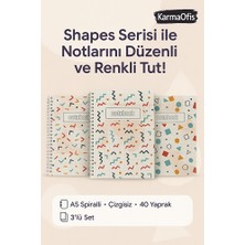KarmaOfis A5 Spiralli Shapes Defter 40 Yaprak 3'lü (Tamamı Çizgisiz)