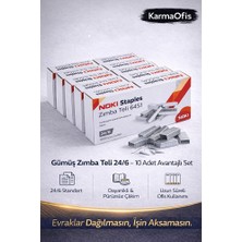 KarmaOfis Gümüş Zımba Teli 24/6 – 10 Adet Set | Dayanıklı, Pürüzsüz Çakım Ofis Zımba Teli