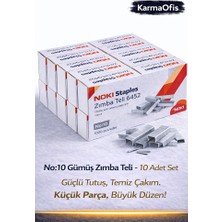 KarmaOfis No:10 Gümüş Zımba Teli – 10 Adet Set | Dayanıklı, Pürüzsüz Çakım Ofis Zımba Teli