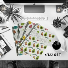 KarmaOfis A5 Spiralli Egzotik Defter 40 Yaprak 4'lü (Tamamı Çizgisiz)