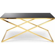 Çelsan x Model Metal Ayaklı Siyah Dikdörtgen Orta Sehpa (60X90) - Gold ve Gümüş Ayak Seçenekli