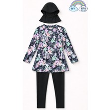 My Kids Wear Kız Çocuk Tesettür Mayo 3’lü Takım (Üst + Tayt + Bone) 12567