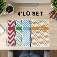 KarmaOfis A5 Spiralli Lines Defter 40 Yaprak 4'lü (Tamamı Çizgisiz)