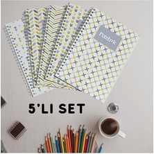 KarmaOfis A5 Spiralli Pattern Defter 40 Yaprak 5'li (Tamamı Çizgisiz)