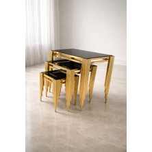 Çelsan Kare Sütun Model 3’lü Zigon Sehpa Seti – Metal Ayaklı, Iç Içe Geçen Zigon Sehpa