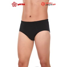 Yıldız Çamaşır Yıldız 130 Erkek %100 Pamuklu Rahat İz Yapmayan Lastik Siyah Kom Üçgen Slip Külot