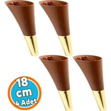 Nzb Mobilya Kanepe Tv Ünitesi Konsol Koltuk Ayağı Ahşap Desenli Ceviz Altın Renk 18 cm Ayak (4 Adet)