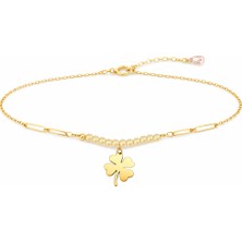 Hakan Mücevherat Dört Yapraklı Yonca Minimal 14 Ayar Altın Bileklik