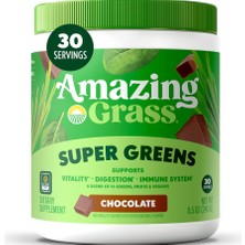 Amazing Grass Greens Superfood Powder: Greens Powder With Digestive Enzymes & Probiotics, Organic Spirulina, Chlorella, And Beet Root Powder, Chocolate, 30 Servings