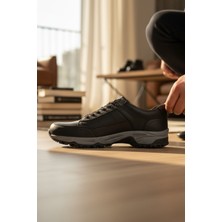 Enoch Erkek Siyah Deri Bağcıklı Büyük Numara Günlük Ayakkabı (45-50)