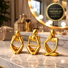 Nevhan Sanat  Ev & Ofis Dekoru – Gold 3’lü İnsan Figürü Seti | El Yapımı Minimalist Heykel Takımı