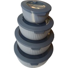 Hobby Life Sızdırmaz Kapaklı 4'lü Lüks Saklama Kabı Seti (Elegance Serisi) - 8.6 L Gri