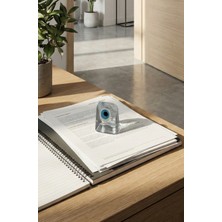 Alzfide Global El Yapımı Şeffaf Cam Nazar Boncuğu Kağıt Ağırlığı, Masa Dekoru, Ofis ve Ev Için Şık Hediyelik Obje