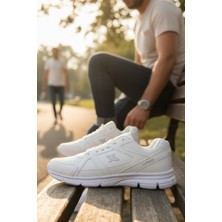 Enoch Erkek Yüksek Taban Ortopedik Bağcıklı Beyaz Tabanlı Büyük Numara Spor Ayakkabı (45-50)