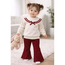 Lino Baby Ispanyol Paça Fiyonk Detaylı %100 Pamuk Kız Bebek Takım