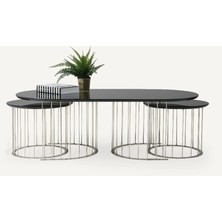 Levent Mobilya ve Aksesuar Cronos Orta Sehpa, Siyah Krom