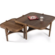 Levent Mobilya ve Aksesuar Vixen Orta Sehpa Seti Tablalı Çap 90CM