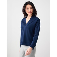 Jimmy Key Lacivert Rahat Kesim V Yaka Modal Örme Sweatshirt