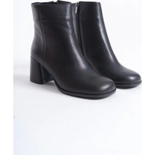 Manzo Estrella Hakiki Deri Fermuarlı Topuklu Köşeli Burun Bot