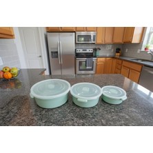 Hobby Life 3'lü Yuvarlak Mikrofresh Saklama Kabı Seti (0.5 L + 1 L + 2 L) – Çok Amaçlı ve Dayanıklı Yeşil