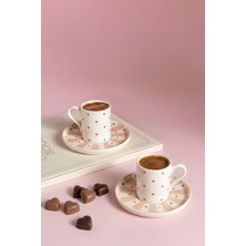 Kütahya Porselen Bone Soft Love 4 Parça 2 Kişilik Kahve Takımı