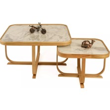 Levent Mobilya ve Aksesuar Burç Orta Sehpa Seti Camlı