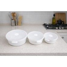 Hobby Life 3'lü Yuvarlak Mikrofresh Saklama Kabı Seti (0.5 L + 1 L + 2 L) – Çok Amaçlı ve Dayanıklı Beyaz