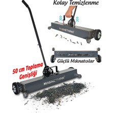 Magnethink Manyetik Süpürge Mıknatıslı Metal Talaş Çivi Iğne Toplama Arabası Tekerlekli Çivi Somun Çapak Mıknatıslı Süpürge 50 cm Genişlik