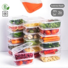 Porsima 4302 20'li Buzluk Düzenleyici Saklama Kabı Kendinden Kapaklı Derin Dondurucu Saklama Kabı 2lt Şeffaf