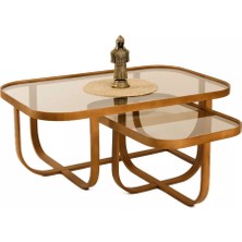 Levent Mobilya ve Aksesuar Tualis Orta Sehpa Seti Camlı