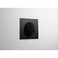 Midori Works 3D Parametrik Mandalorian Tablo - Siyah Kask Duvar Dekoru & Gamer Odası Süsü (Star Wars Temalı)