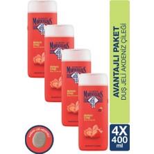 Le Petit Marseillais Akdeniz Çileği Nemlendirici Banyo ve Duş Jeli 400ML x 4 Adet ve Kabak Lifi Hediye