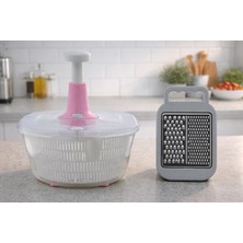 Ludia Ludıa Pratik Stop Tuşlu Sebze Salata Kurutucu (5 Lt) ve Kaymaz Tabanlı Çift Taraflı Rende Seti