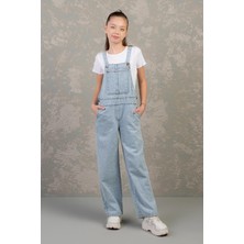 Dmb Kız Çocuk Salopet Kot Tulum 9-14 Yaş Arası 0377 Mavi