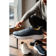 Enoch Erkek Siyah Hakiki Deri Kalın Taban Bağcıklı Büyük Numara Spor Ayakkabı (45-50)