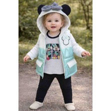 Kız Bebek 3’lü Kışlık Takım (Yelek + Kapüşonlu Üst + Tayt)