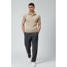STG Erkek Slim Fit Polo Yaka Fitilli Triko Tişört Yazlık Modern Şık Günlük Kombin