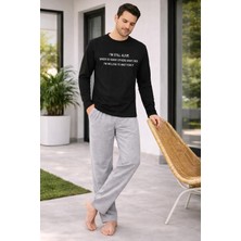 Rapapa Erkek Siyah Üst Gri Alt Pamuklu Pijama Takımı – Günlük Rahatlık & KONFOR-6150-26