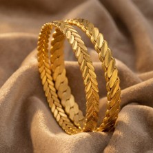 ferizz altın kaplama  üçlü burma ve başak burma bilezik kombin bnd-141