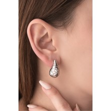 Two Arts Kadın 925 Ayar Gümüş Zirkon Taşlı Damla Küpe | 14 Ayar Altın Kaplama