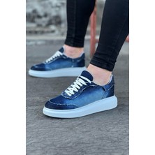 Hkursat HK018 Koyu Mavi Kot Kumaş Erkek Casual Ayakkabı