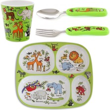 Tyrrell Katz Melamin Bölmeli Tabak / Alıştırma Bardağı / Kutulu Çatal Kaşık Seti Jungle