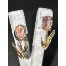 Vulwox Pembe Taşlı Lale Küpe