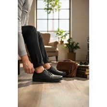 Enoch Erkek Siyah Ortopedik Bağcıklı Büyük Numara Günlük Ayakkabı (45-50)