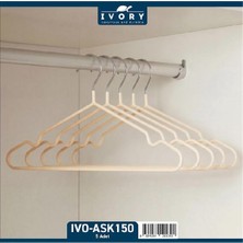 Ivory 5’li Metal Silikon Kaplamalı Elbise Askısı – Kaydırmaz Dayanıklı Askı Seti