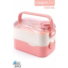 Vagonlife 1350 ml Paslanmaz Çelik Bento Lunch Box Iki Kat Üç Bölme Yeni Nesil Sefer TASI-1350ML-101102S