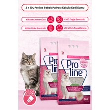 Proline Bebek Pudrası Kokulu Bentonit Topaklanan Kedi Kumu 10 L x 2 Adet